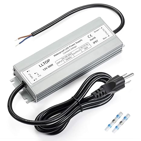 LLTOP 12V DC LED Driver Waterproof IP67 Power Supply 60W 5A