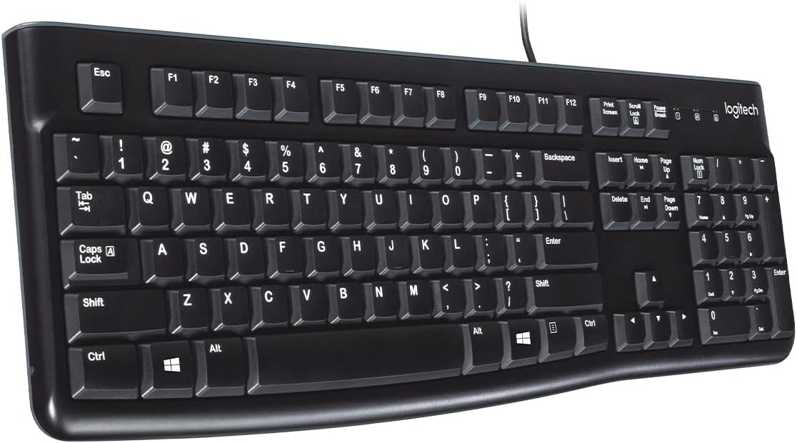 Logitech K120 USB Wired Keyboard, With Numerical Keypad, Liquid Spill Resistant, Turkish Q Keyboard, Black
