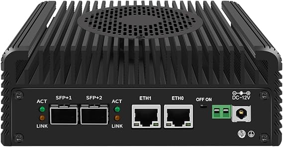 HUNSN Firewall Appliance, Mini PC, OPNsense, VPN, Router PC, I3 N305, RJ63, 2 x 2.5Gbe LAN, 2 x SFP+, 2 x HDMI, TF, Type-C, Phoenix Terminal, 8G RAM, 128G SSD