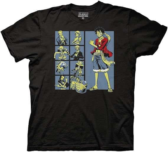 Ripple Junction One Piece Men's Short Sleeve T-Shirt Monkey D. Luffy & Straw Hat Crew Anime Crew Neck Officially Licensed