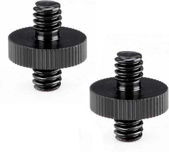2 Pack Aluminum 1/4" Male to 1/4" Male Threaded Adapter for Camera Cage Mount, Double Sided Tripod Screw Thread for Light Stand Shoulder Rig Stud Mounting Accessories Anti-Rust