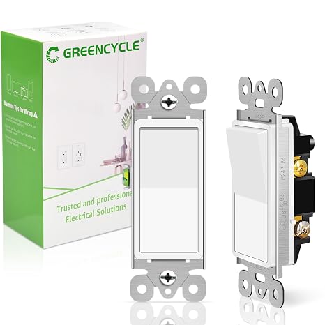 Greencycle Single Pole Rocker Light Switch,Paddle Light Switch 15 Amp