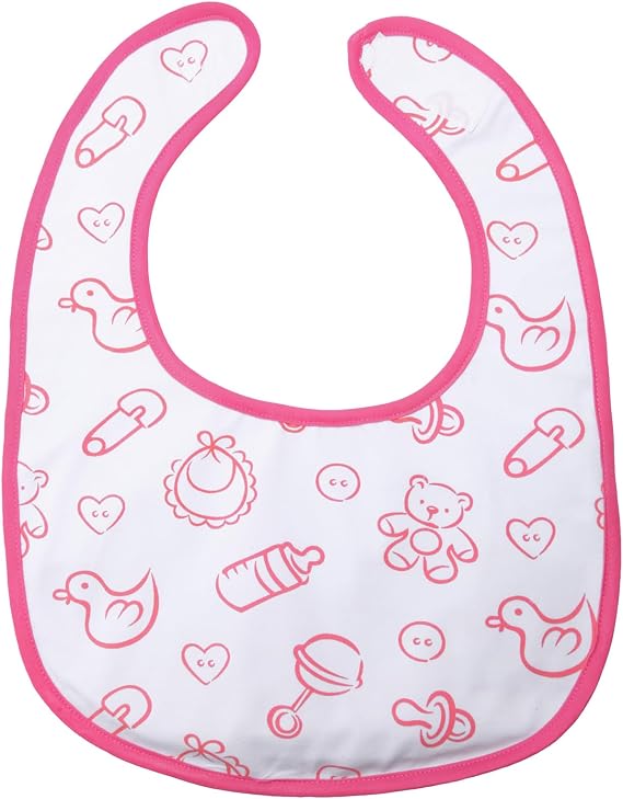Littleforbig Cotton Waterproof Babydoll Printed Adult Bib with Adjustable Hook-and-Loop Fastener Closure - Nursery Pink Adult Bib