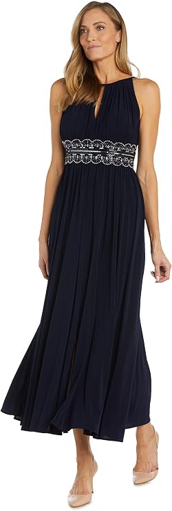 R&M Richards Women's Beaded Waist Gown