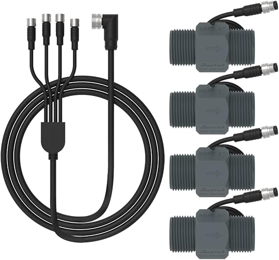 LinkTap 1 BSPT Flow Meter with 1.5 m Cable for 4-Zone ValveLinker