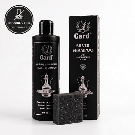 GARD Silver Cleaner and Tarnish Remover Kit, 8.11 Fl Oz Liquid Cleaning Solution with Sponge, Sterling Jewelry, Silverware, Flatware, Antiques, Coins and Tea Sets