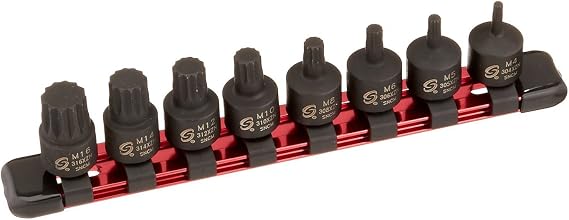SUNEX TOOLS 3640 3/8-Inch Drive Stubby Triple Square Impact Bit Socket Set, 8-Piece