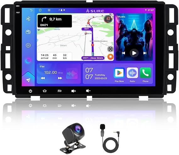 Car Stereo for Chevy Silverado GMC Sierra 2007-2013 - Wireless CarPlay | Android Auto, Android 15, 4GB+64GB, 8" 1280800 HD Touchscreen, Wi-Fi 6, Bluetooth 5.4, DSP Audio, GPS & Backup Camera