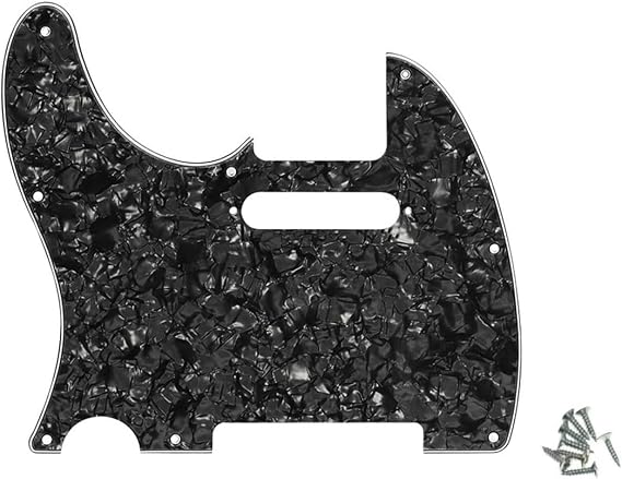 Left Handed 8 Hole Guitar Tele Pickguard Fit USA/Mexican Standard Telecaster Pickguard Black Pearl