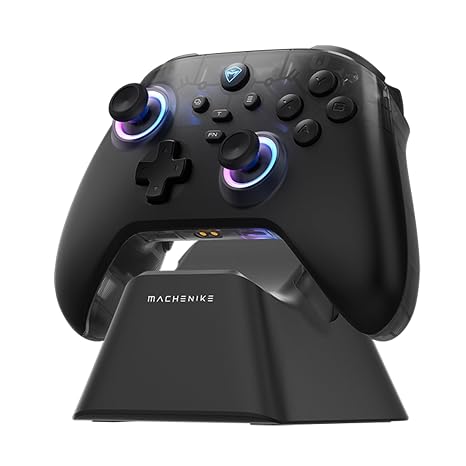 Machenike G3V2 Controller PC Gamepad PC Wireless 2 Einstellbare Hall Effekt Joystick 2 Programmierbare Tasten mit Bunten RGB-Lichtern für Switch/iOS/Android 1000mAh Akku (Schwarz)