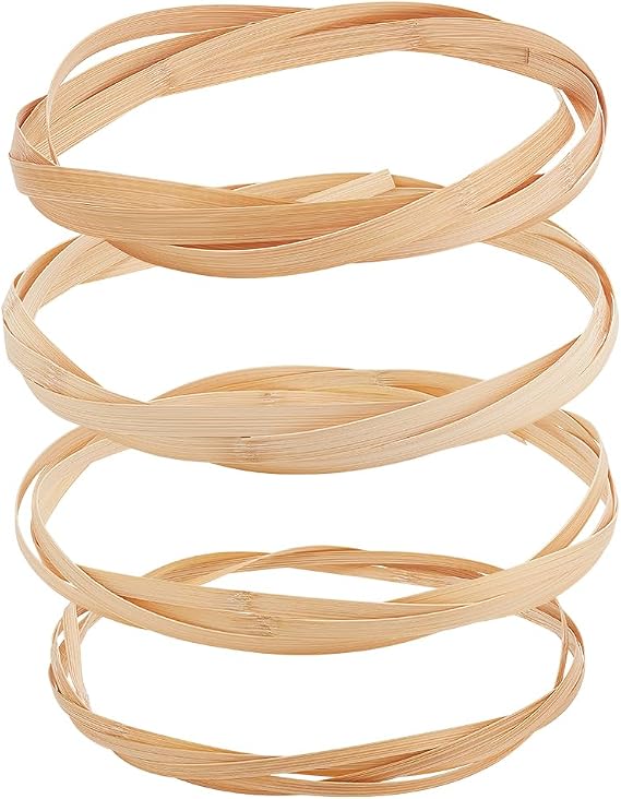 FINGERINSPIRE 4 Rolls Bamboo Strips for Weaving 4 Styles Flat Natural Bamboo Wicker Strips Moccasin Thin Flat Wide Strips Bamboo Strips Rattan for DIY Webbing Wicker Basket Weaving Strips Supplies