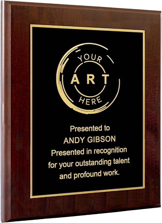 PlaqueMaker Custom Laser Engraved Award Plaque, Personalized Recognition Plaque with Black Plate and Gold or Silver Engraving, Multiple Wood Finishes for Employee, Corporate & Achievement Awards | Custom