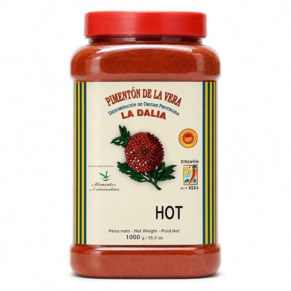 La Dalia Authentic Spanish Hot Smoked Paprika, DOP Certified, 35oz Tub