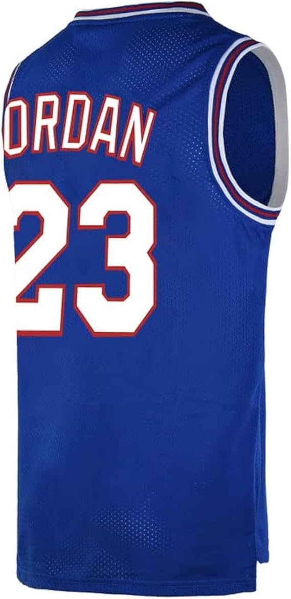 Mens Basketball Jersey #23 Space Movie Jersey White/Black/Blue