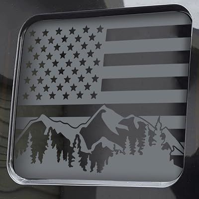 Zhizhong Rear Middle Window Decal Fits F150 F250 F350 2015-2023 2024, American Flag Snow Mountain Back Sliding Window Vinyl Sticker
