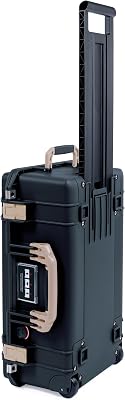 Pelican Air 1535 Carry-On Case by ColorCase - Black - Medium Size Waterproof Case - Desert Tan Handles & Latches, 015350-0000-110-311
