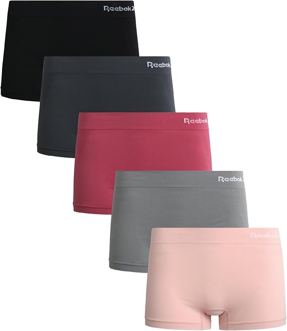 Reebok Womens Boyshorts - 5 Pack Performance Seamless Underwear, 3" Inseam