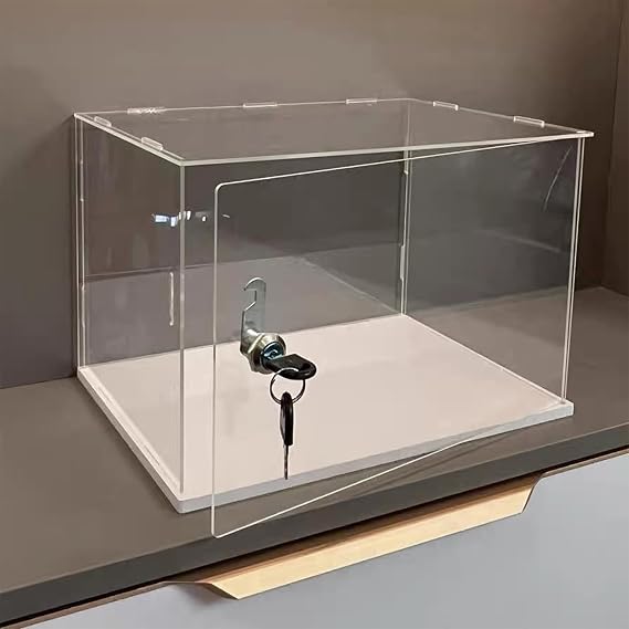 Display Case Acrylic Display Case with Lock & Key, Large Countertop Clear Display Cabinet with Door, Anti-dust Organizer for Figures/Collectibles/Doll(L20xW25xH20cm/8x10x8)