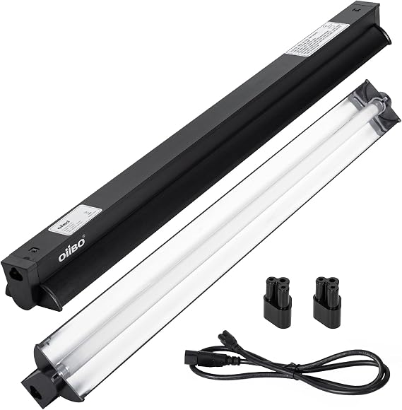 UVB Reptile Light, 2PCS HO T5 10.0 UVB Reptile Light Fixture Kit, Connectable UVB Reptile Light for Large Terrarium, 24W Bearded Dragon UVB Light T5 Lamp Bulb