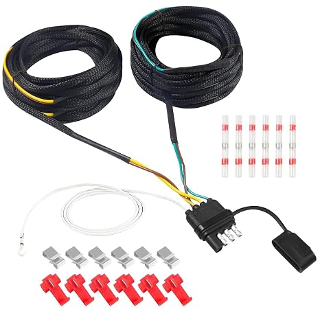 4 Pin 5 Wire Trailer Wiring Harness Kit 40FT - 18AWG Pure Copper Wires with Tinned Ends to Prevent Corrosion, for Connection of Tail/Brake Lights and Turn Signals (40FT)