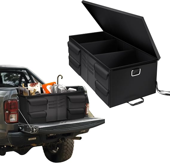 Mixsuper Truck Bed Organizer Fits Any Truck Size, Heavy Duty Truck Bed Storage With Straps For Groceries, Adjustable Trunk Organizer For Suv For Pickup, Convenient Accessories For Installation