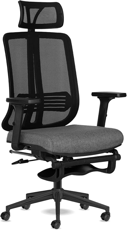 Spark SX Ofis Sandalyesi Ayak Uzatmalı Fileli Sırt Ergonomik Çalışma Koltuğu (Siyah Siyah)