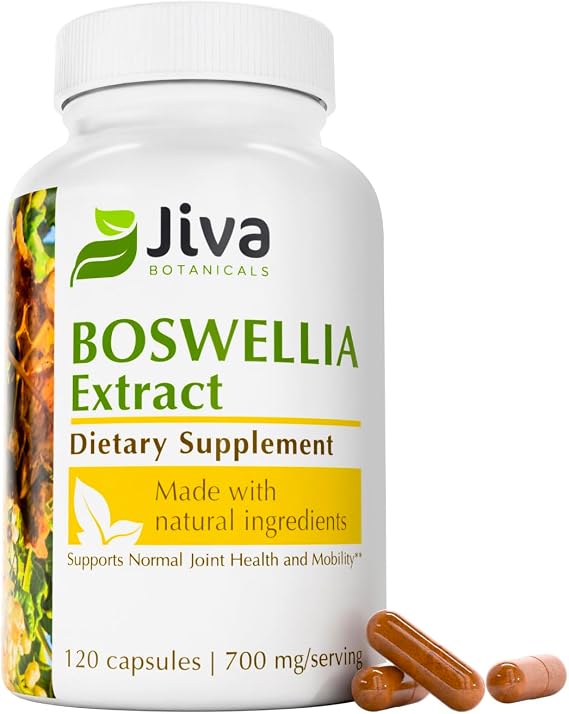 Jiva Botanicals Boswellia Extract Capsules 700mg per Serving - Boswellia Serrata Extract Supplement & Black Pepper - Joint Support Supplement for Normal Joint Health - 120 Capsules Pack of 1