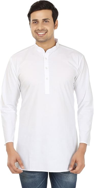 Maple Clothing Cotton Short Kurta Men's Solid Color Fashion Shirt Indian Clothes