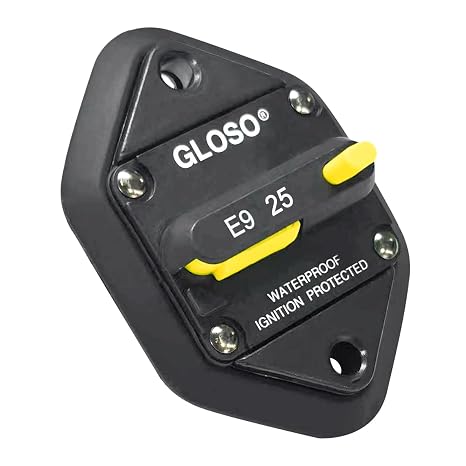 GLOSO Circuit Breaker E96 Panel Mount Waterproof IP67 Marine Auto Truck Hi-Amp with Gasket (1/4" Stud-25A)