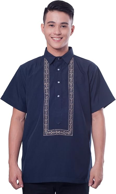 MY03 - Filipino Office Barong Tagalog Gusot Bihis Mayaman - Navy Blue