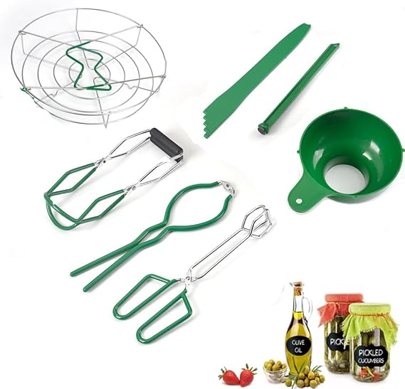 Canning Supplies Starter Kit 7-Piece Supplies Kit Canning Tools Equipment Canning Pot Set Included Canning Rack,Canning Funnel,Magnetic Jar Lifter,Jar Wrench,Lid Lifter