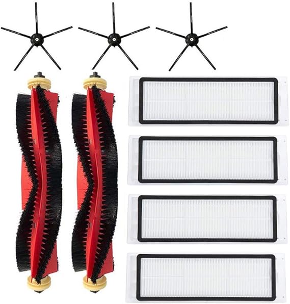 9 Pack Replacement HEPA Filter Mop Cloth Accessory (White) for Chuancheng Xiaomi Roborock S5 Max S6 Pure S6 MaxV Roller Brushes