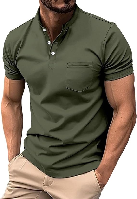 Mens Shirts Short Sleeve Soft Loose Outdoor Sports Lapel Solid Color Camouflage Printing Raglan Sleeve Top Short