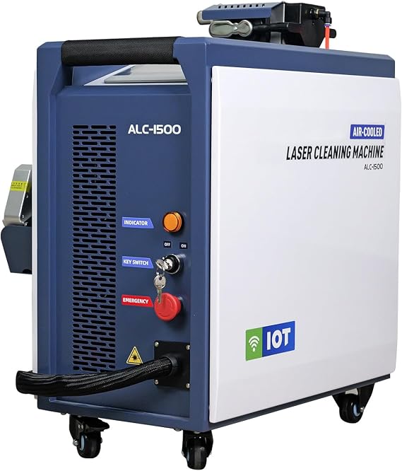 1500W Laser Cleaning Machine Continuous Air Cooling Cleaner Machine Lightweight 220V Class 1 Laser output Power 0.39mW 250mm Scanning Width Cleaning for Metal Painting Rust Oil Coating Removal