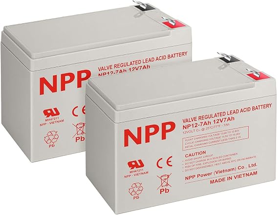 NPP 12V 7Ah Rechargeable AGM Battery, 6FM7 F1 Terminal 12Volt Small UPS Batteries Replacement for UB1270, Alarm Systems, Emergency Lights, Ride-on Toys, Verizon Fios Box (2 Pcs)