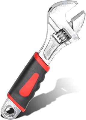 6 Inch Adjustable Wrench with Ergonomic Rubber Grip Spanner Handle, Cr-V Steel Wrench for Home, Workshop and Garage