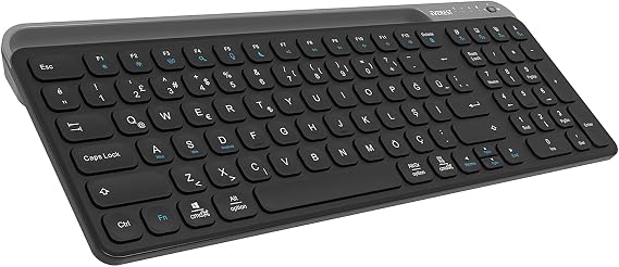 Everest KB-BT90 Siyah/Gri Bluetooth+ 2.4Ghz Telefon Tablet Standlı Şarjlı Q Mac/Win/Android/Ios Uyumlu Kablosuz klavye