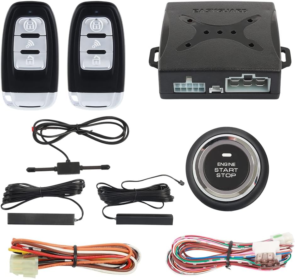 EASYGUARD EC003-1 PKE Passive Keyless Entry Car Alarm System Push Button Start Remote Start Starter DC12V