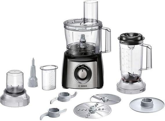 Bosch MultiTalent 3 MCM3501M — Çok Yönlü Mutfak Makinesi 50+ Fonksiyonlu — 800 W — 2,3 l Kapasite — Renk: Siyah/Fırçalanmış Paslanmaz Çelik