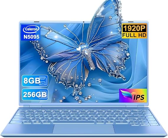 Laptop 14 Inch Celeron N5095 Up to 2.9Ghz, Win 11 Laptop with 8+256GB SSD Extension 1TB, Notebook Support 5G WiFiBluetooth 4.2Cooling Fan1920*1200Mouse and Keyboard Protector-Blue