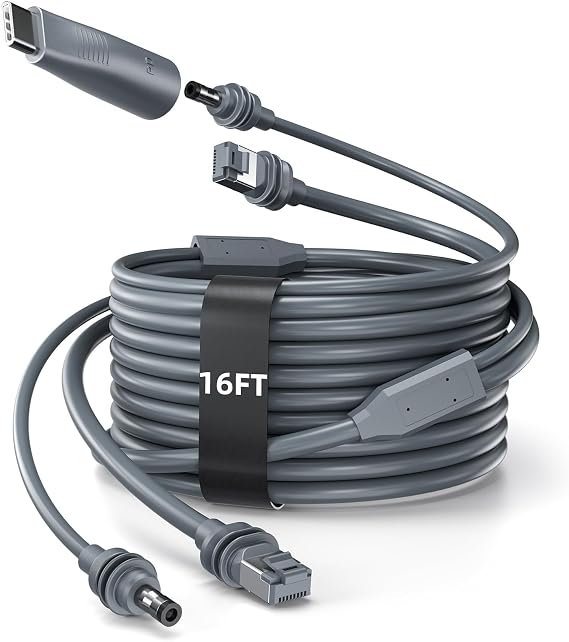 Starlink Mini Ethernet Cable with Power Cord, 3 in 1 16.4ft/5m | Replacement waterproof extension for RJ45 to RJ45 / DC to DC / DC to C, Starlink Mini Cable Accessories