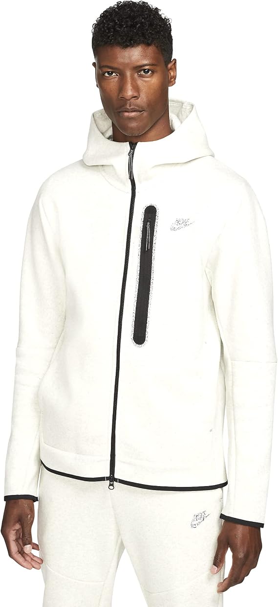 Nike Sportswear Tech Fleece Men's Full-Zip Hoodie (Large, White/Heather)