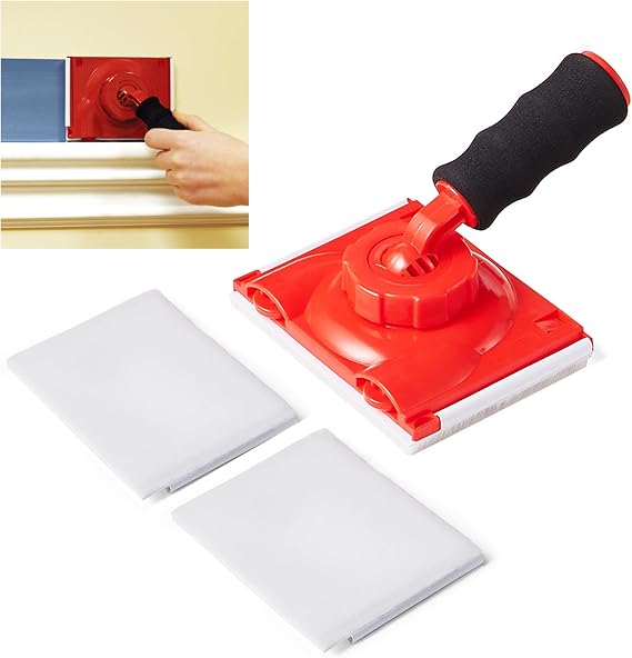 Paint Edger Trimmer with 2 Replacement Pads,Corner Walls & Ceilings Pad Painter, Paint Edger for Wall Painting,Paint Pad Applicator,Edge Painting Tool with Painter's Pad Refills