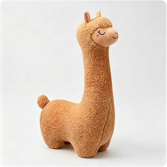 29.5-inch Brown Cute Llama Stuffed Animal Plush Soft Body Pillow | alpaca plush toy, cuddly huggable design, gift for kids adults, bedroom living room decor white