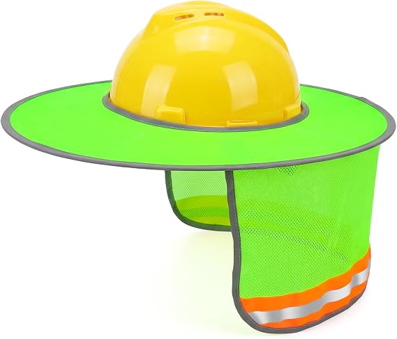 Topbuti Hard Hat Sun Shield Full Brim Mesh Sunshade, High Visibility Reflective Hard Hat Sun Shade Neck Shield Protection Accessories