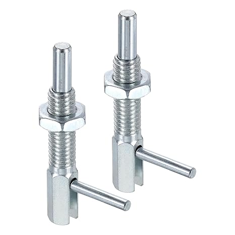 uxcell 2Pcs Retractable Indexing Plunger Pin, M6 L Spring Plunger Carbon Steel Spring Loaded Latch Telescopic Locking Pin with Nut for Machinery Shipbuilding