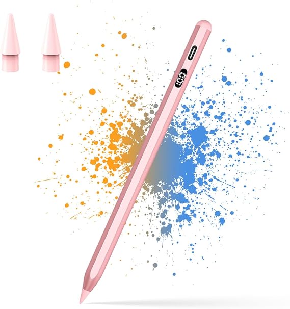 Stylus for Apple iPad Pencil Compatible for 2018-2026 iPad 6/7/8/9/10/11, Pro 11"/12.9"/M4, Air 3/4/5/M2/M3, Mini 5/6, 2X Fast LED Charging Power Display, Tilt Sensitivity, Pixel Precision- Rosegold