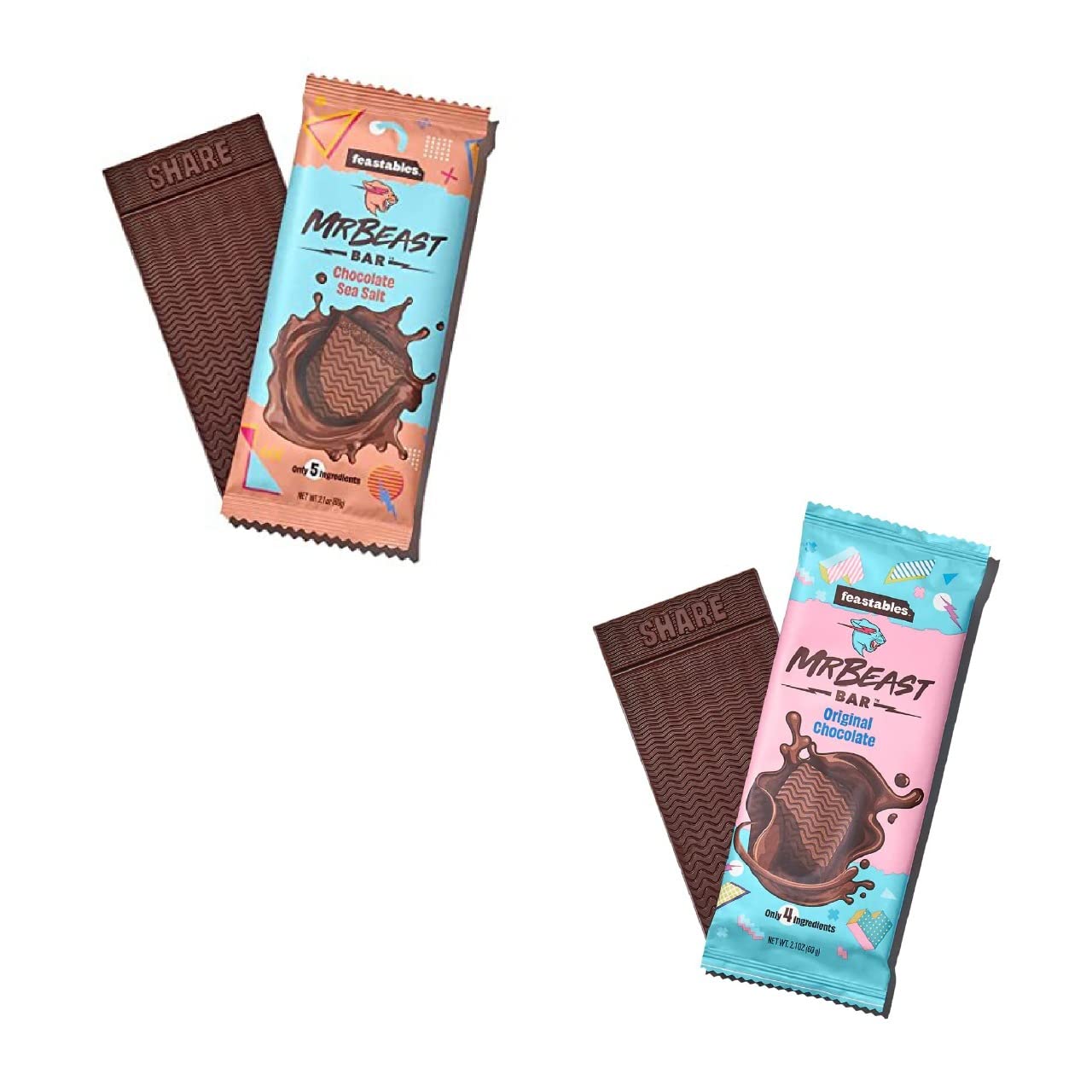 Mr.Beast Exclusive Limited Edition Chocolate Sea Salt & Mr.Beast Exclusive Limited Edition Original Chocolate 10 Pack Each