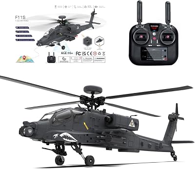 Remote Control Helicopter, 132 Scale 2.4G 6CH F11-S AH64 Remote Control Aircraft with Dual-Axis Co-Drive Flybarless 6G3D Stunt YU Xiang RC Airplane for Adults - RTF GPS Smart Version