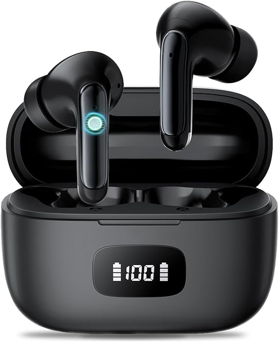 Earbuds, Wireless Earbuds, Headphones 56H IPX7 ENC Bass for iOS/Android | Featherlight Comfort, Ultra-light 4.1g ergonomic design provides all-day pressure-free wear